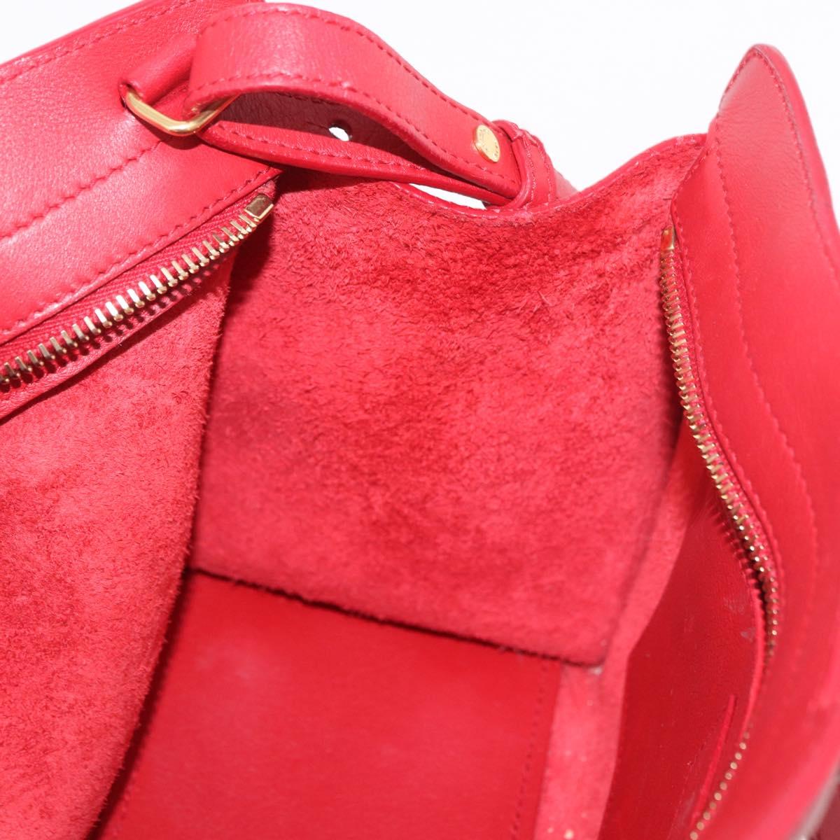 SAINT LAURENT Baby Cabas Hand Bag Leather 2way Red Gold Auth ka4869V