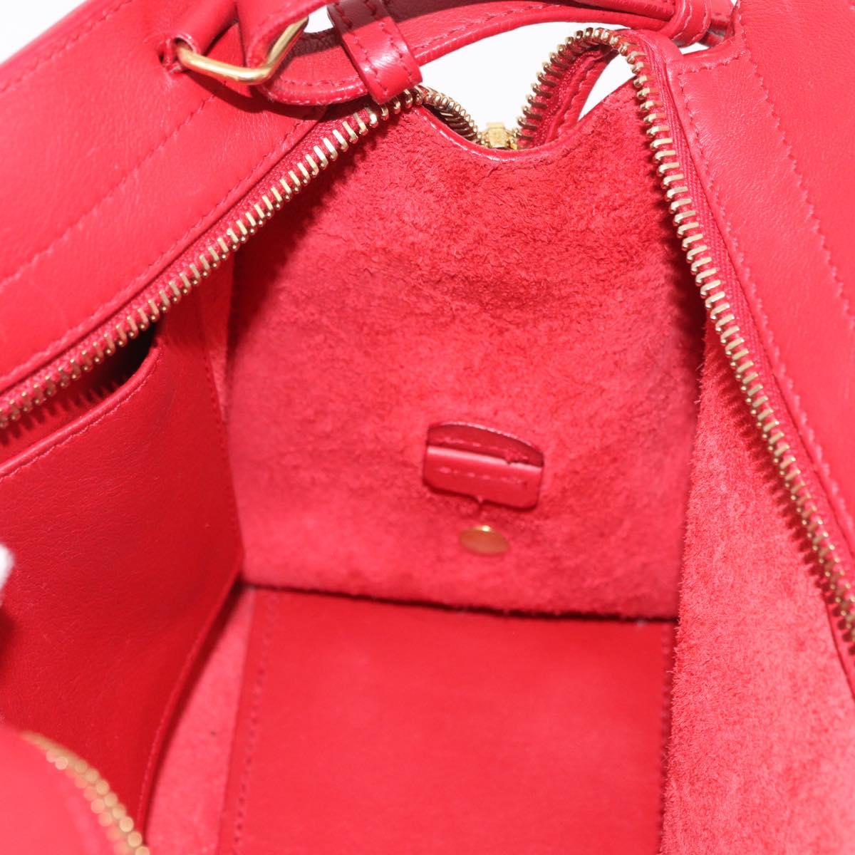 SAINT LAURENT Baby Cabas Hand Bag Leather 2way Red Gold Auth ka4869V