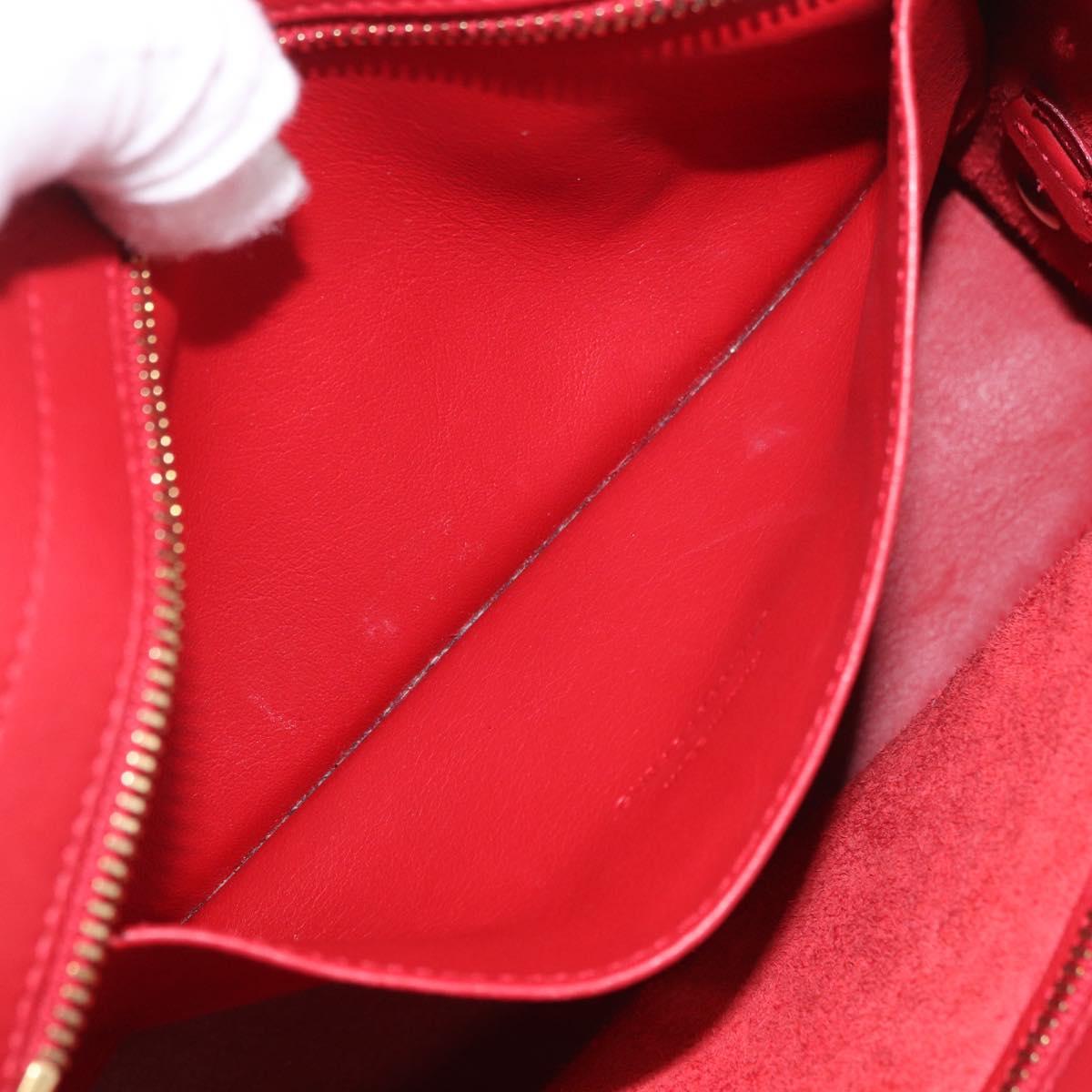 SAINT LAURENT Baby Cabas Hand Bag Leather 2way Red Gold Auth ka4869V