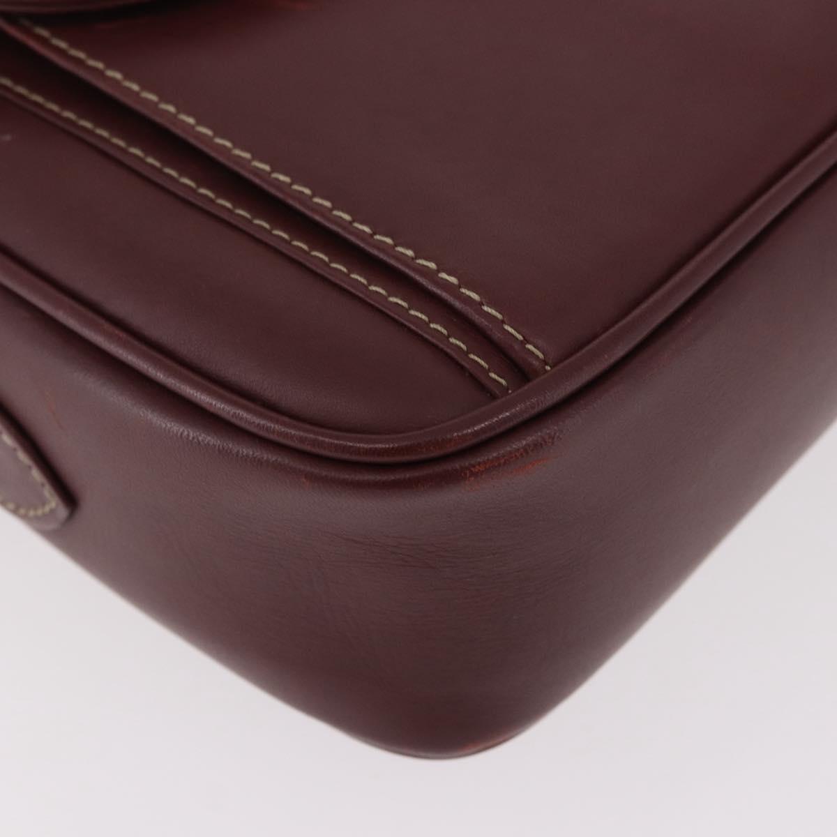 CARTIER Must Line Shoulder Bag Leather Bordeaux Gold Auth ka4870