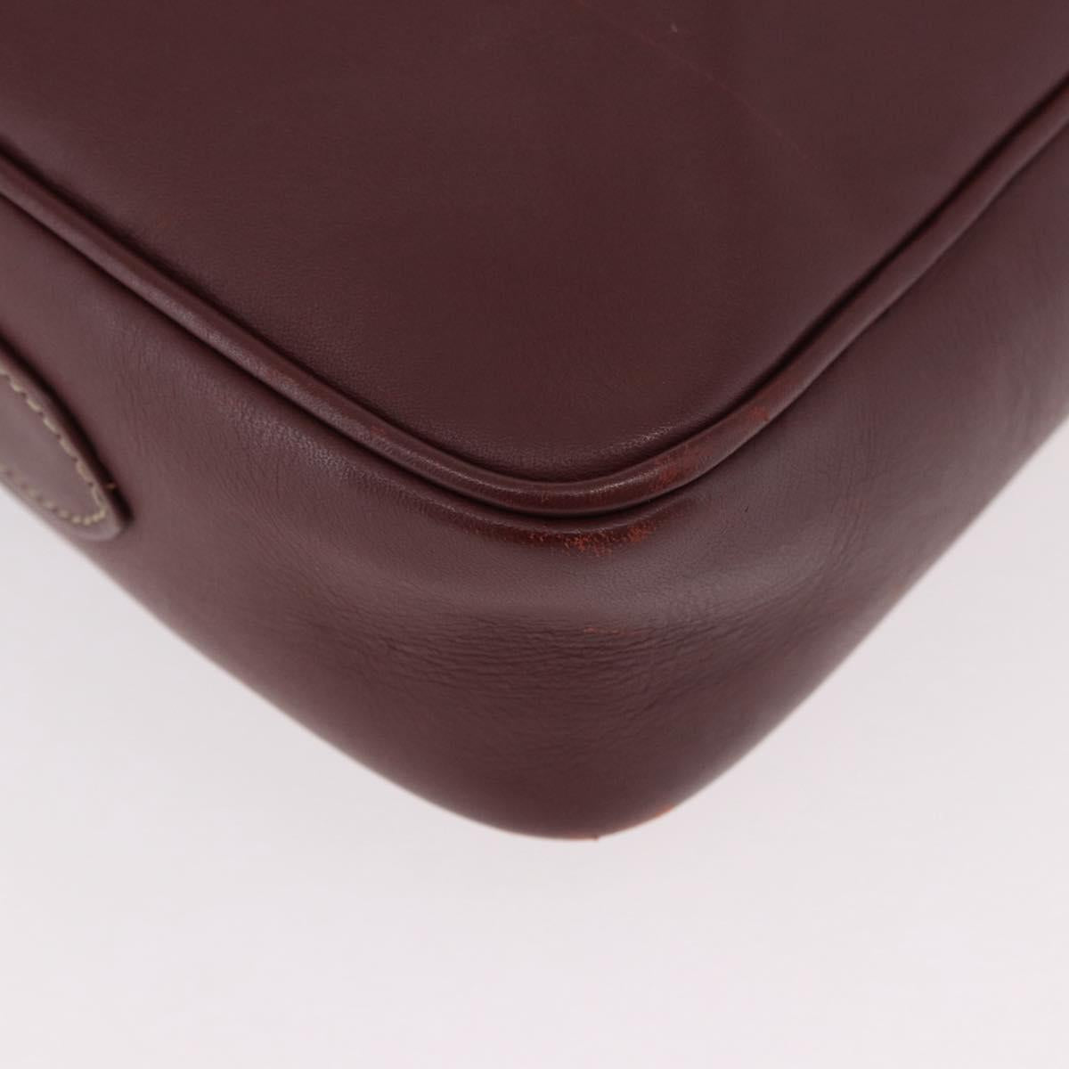 CARTIER Must Line Shoulder Bag Leather Bordeaux Gold Auth ka4870