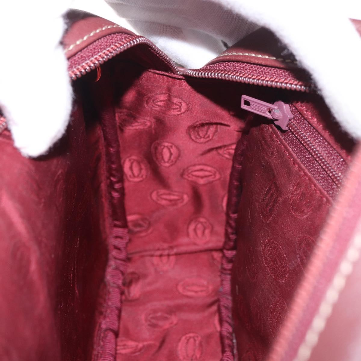 CARTIER Must Line Shoulder Bag Leather Bordeaux Gold Auth ka4870