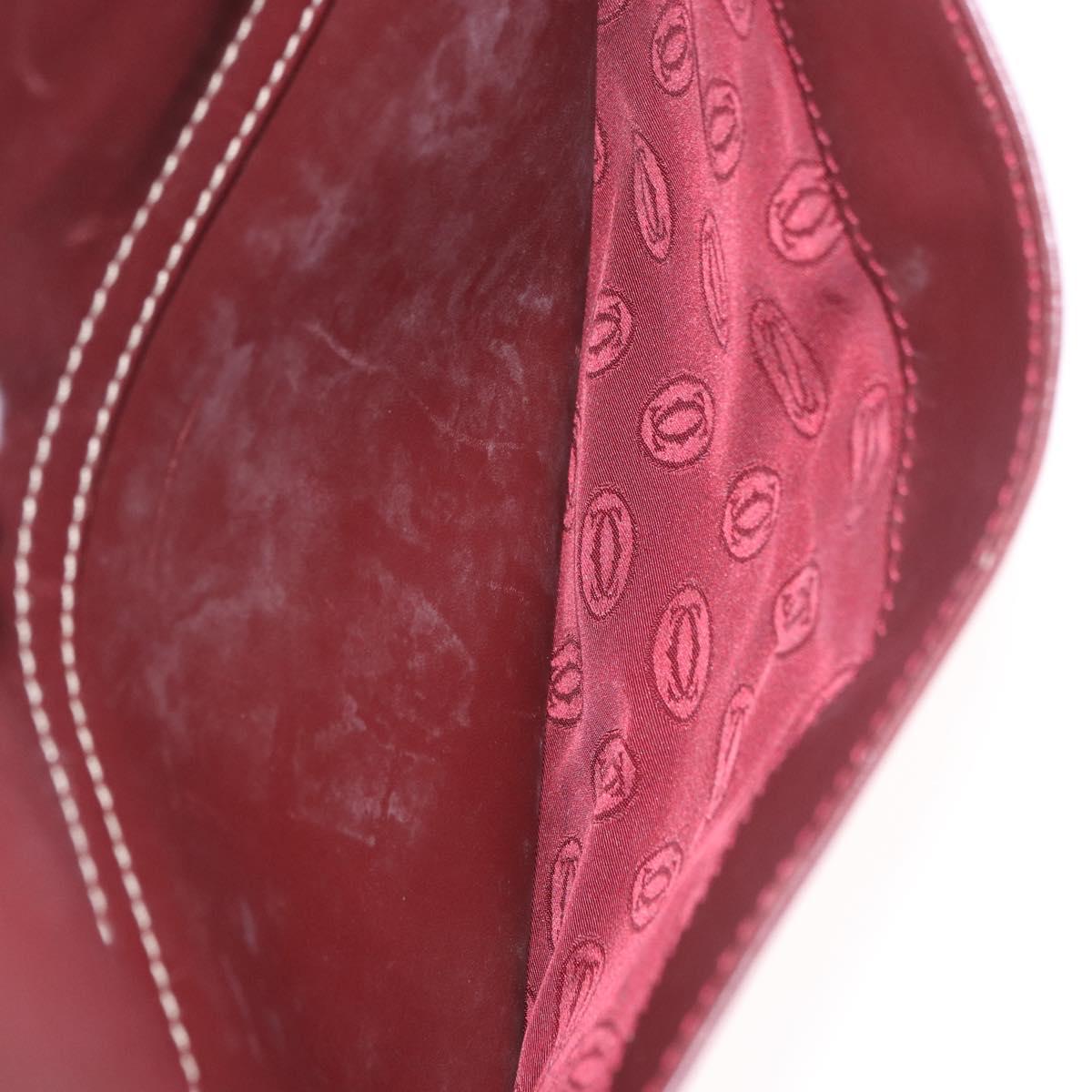 CARTIER Must Line Shoulder Bag Leather Bordeaux Gold Auth ka4870