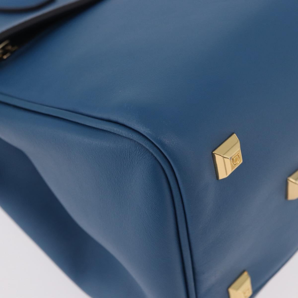 Salvatore Ferragamo Gancini Studio bag Bag Leather 2way Blue Gold Auth ka4871V