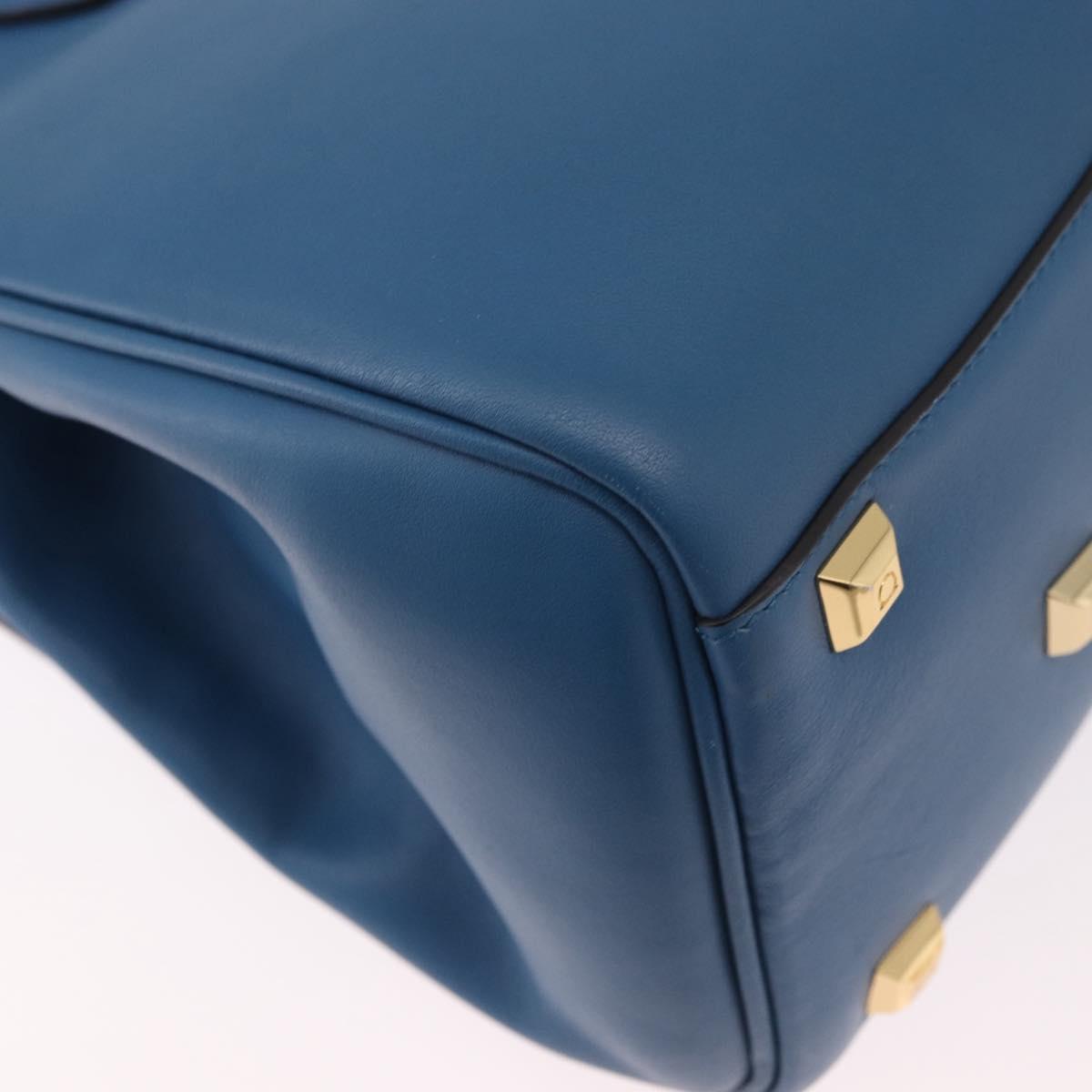 Salvatore Ferragamo Gancini Studio bag Bag Leather 2way Blue Gold Auth ka4871V