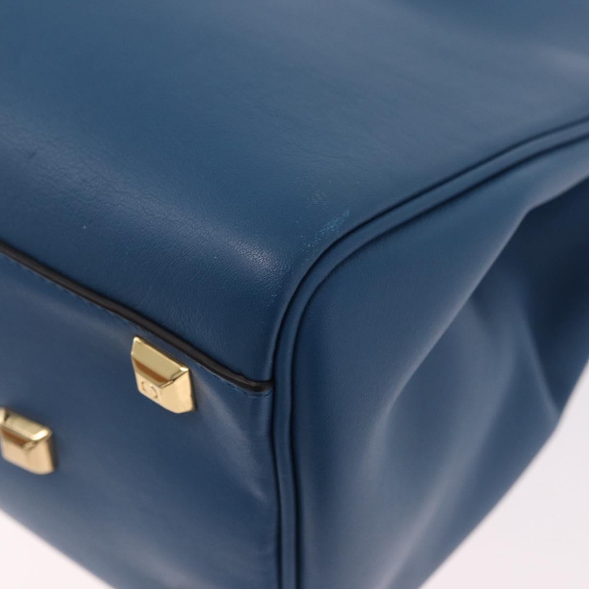 Salvatore Ferragamo Gancini Studio bag Bag Leather 2way Blue Gold Auth ka4871V