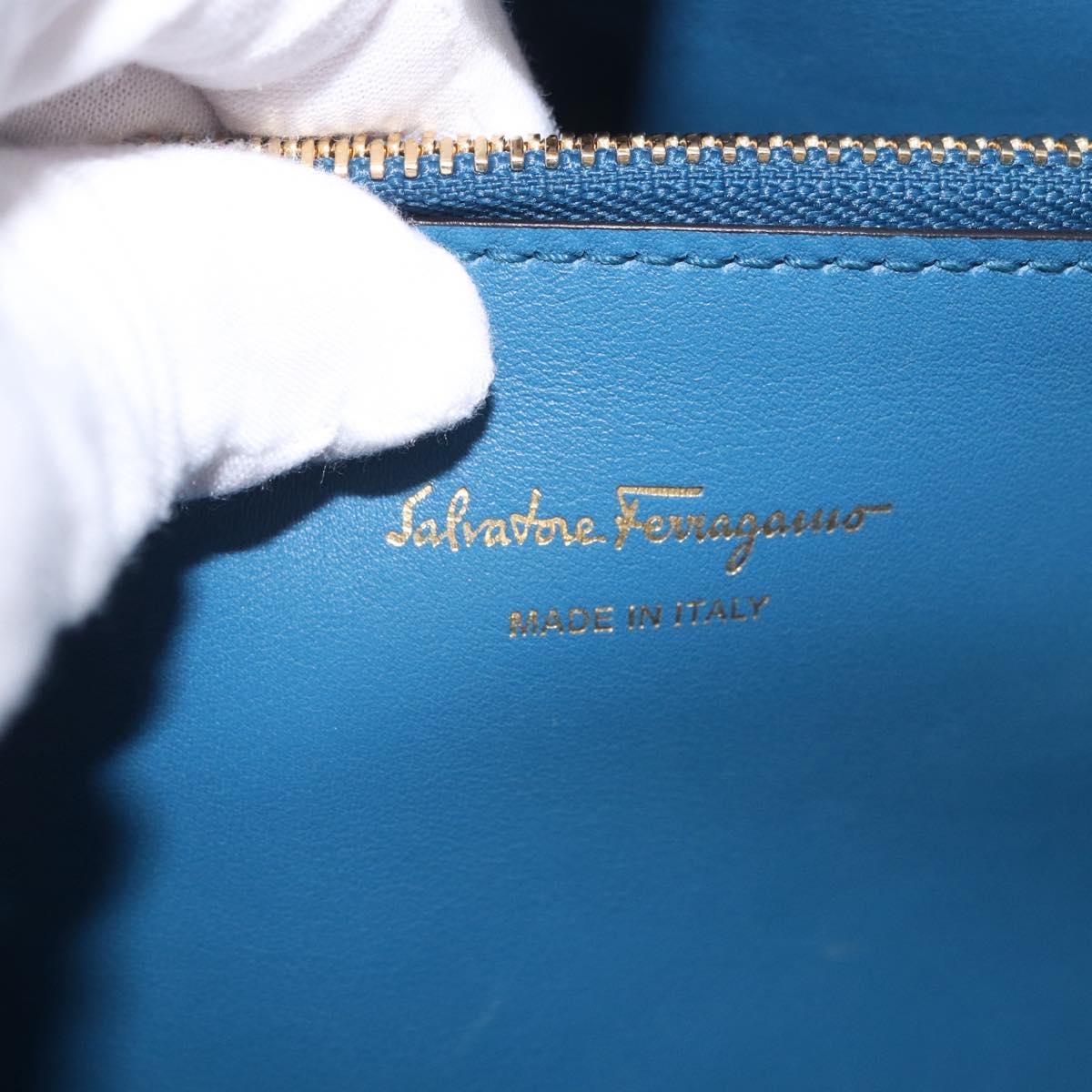 Salvatore Ferragamo Gancini Studio bag Bag Leather 2way Blue Gold Auth ka4871V