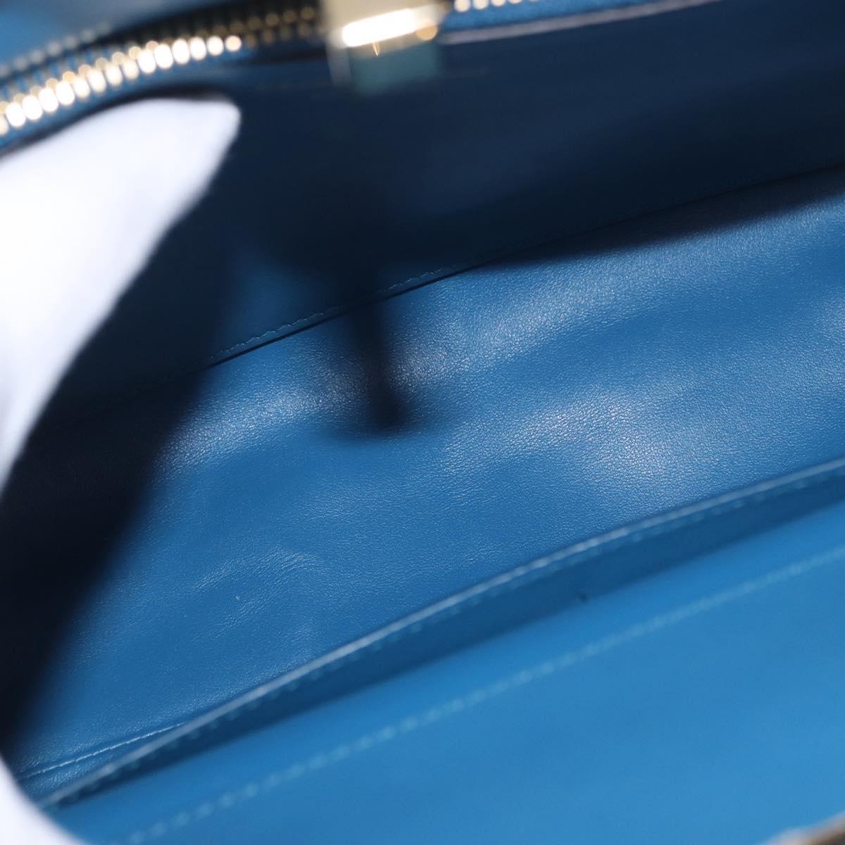 Salvatore Ferragamo Gancini Studio bag Bag Leather 2way Blue Gold Auth ka4871V