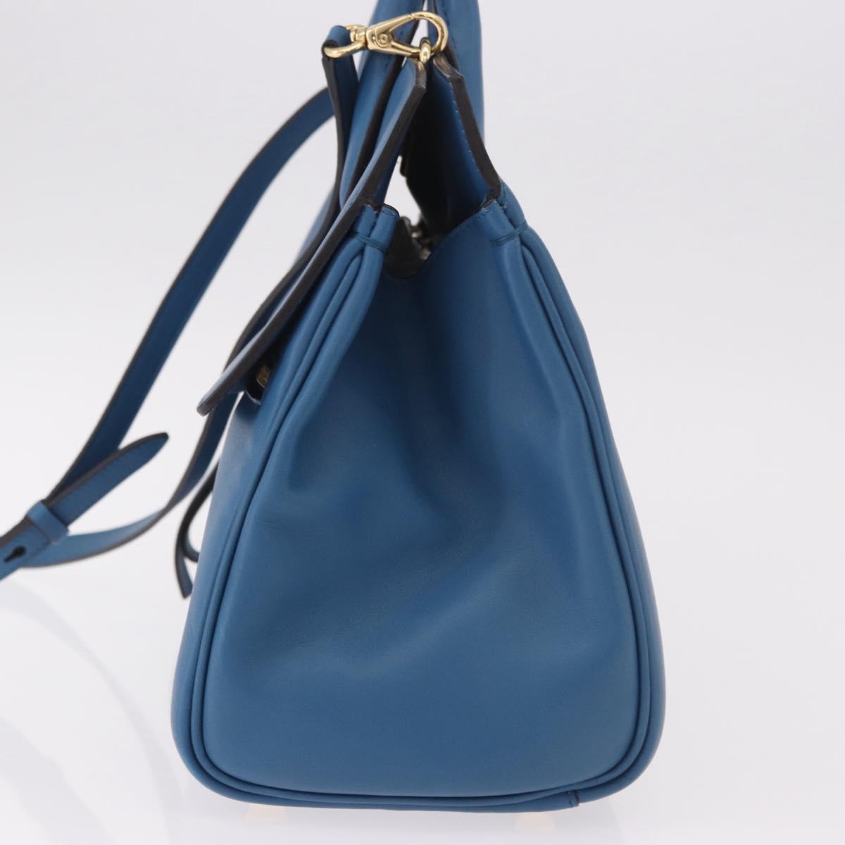 Salvatore Ferragamo Gancini Studio bag Bag Leather 2way Blue Gold Auth ka4871V