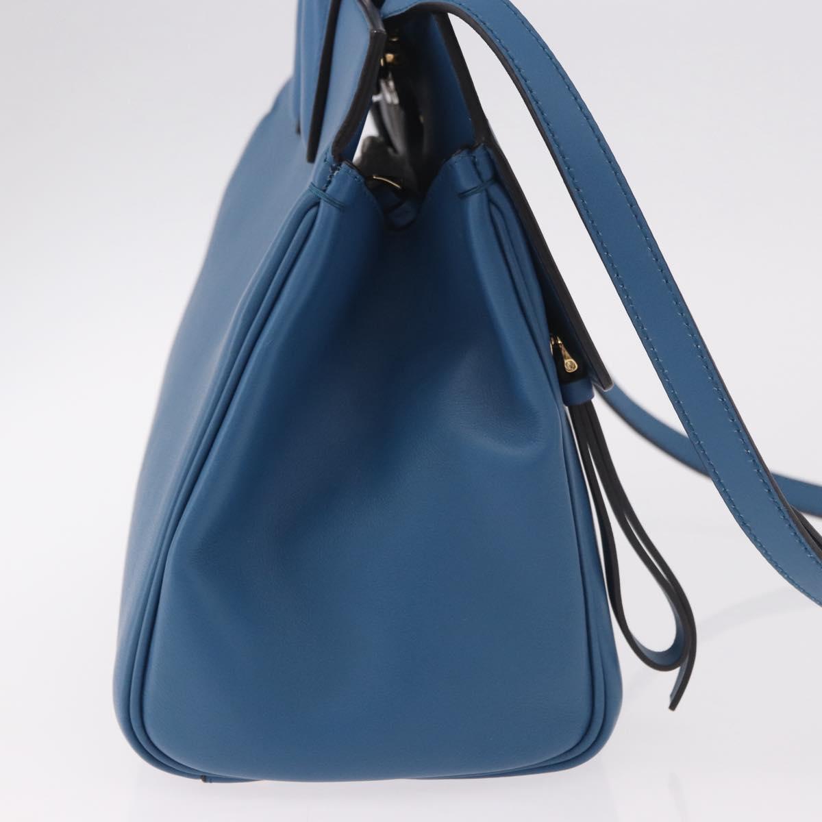 Salvatore Ferragamo Gancini Studio bag Bag Leather 2way Blue Gold Auth ka4871V