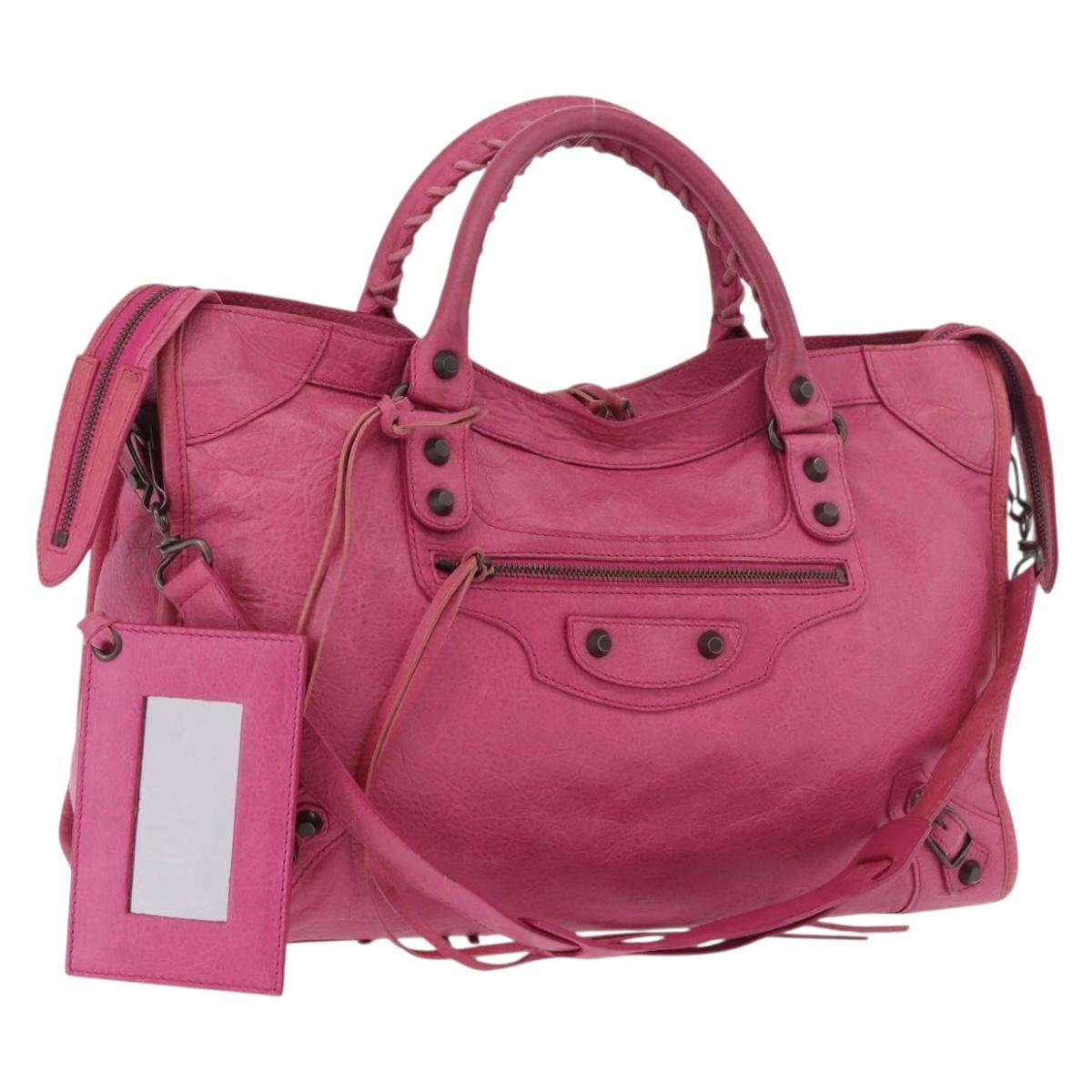 BALENCIAGA The City Hand Bag Leather 2way Pink 115748 Auth ka4873SAM