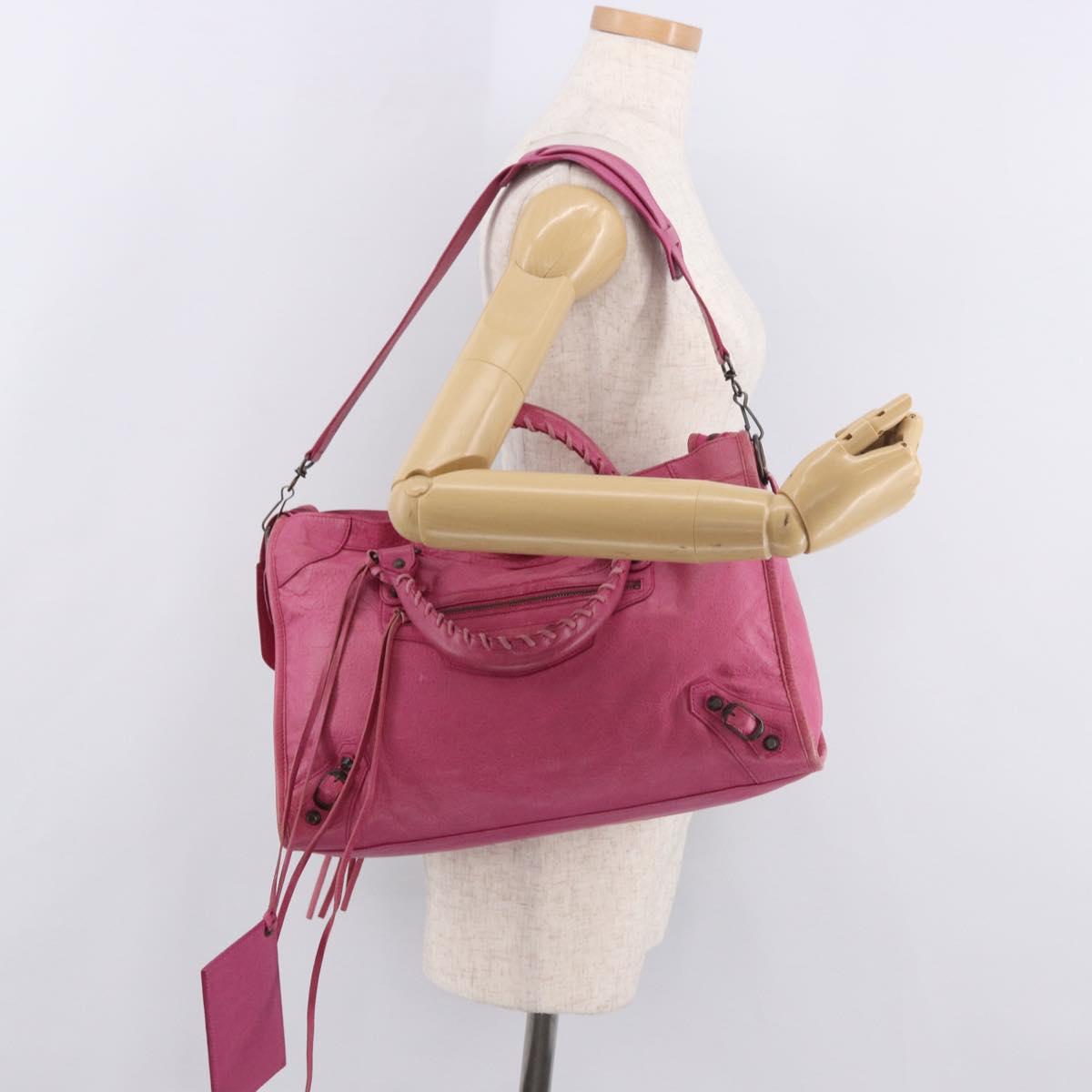 BALENCIAGA The City Hand Bag Leather 2way Pink 115748 Auth ka4873SAM