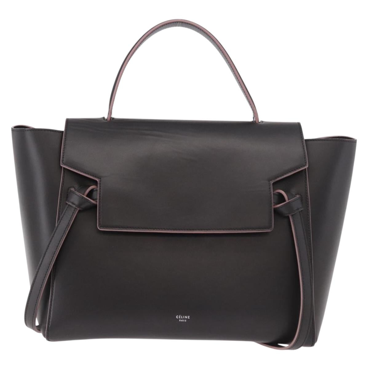 CELINE Belt bag Hand Bag Leather 2way Brown Silver Auth ka4875M