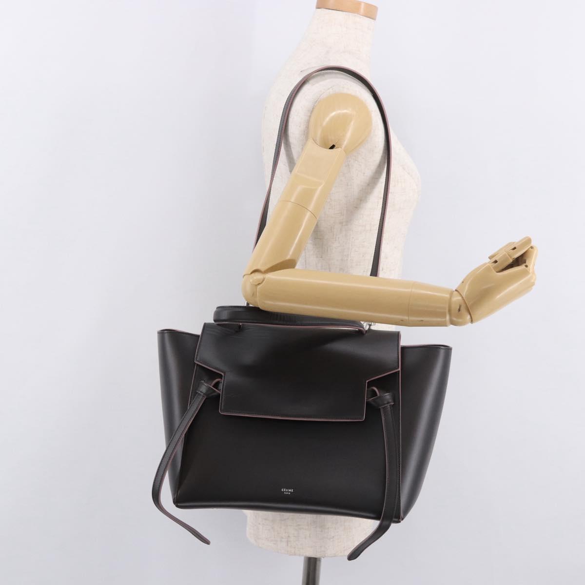 CELINE Belt bag Hand Bag Leather 2way Brown Silver Auth ka4875M