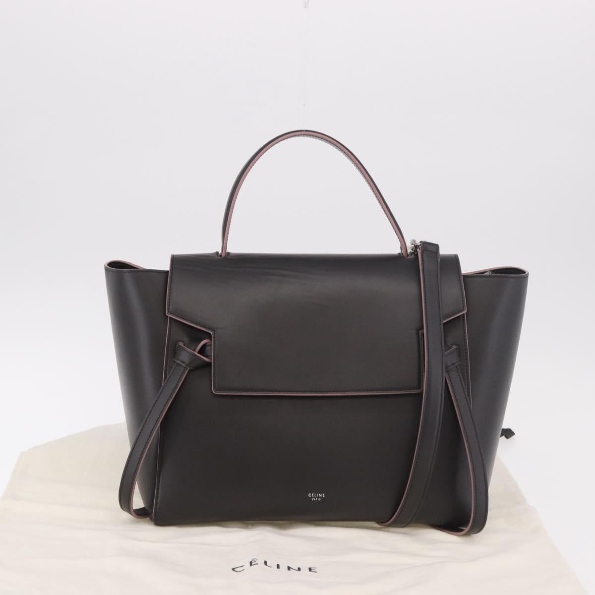 CELINE Belt bag Hand Bag Leather 2way Brown Silver Auth ka4875M