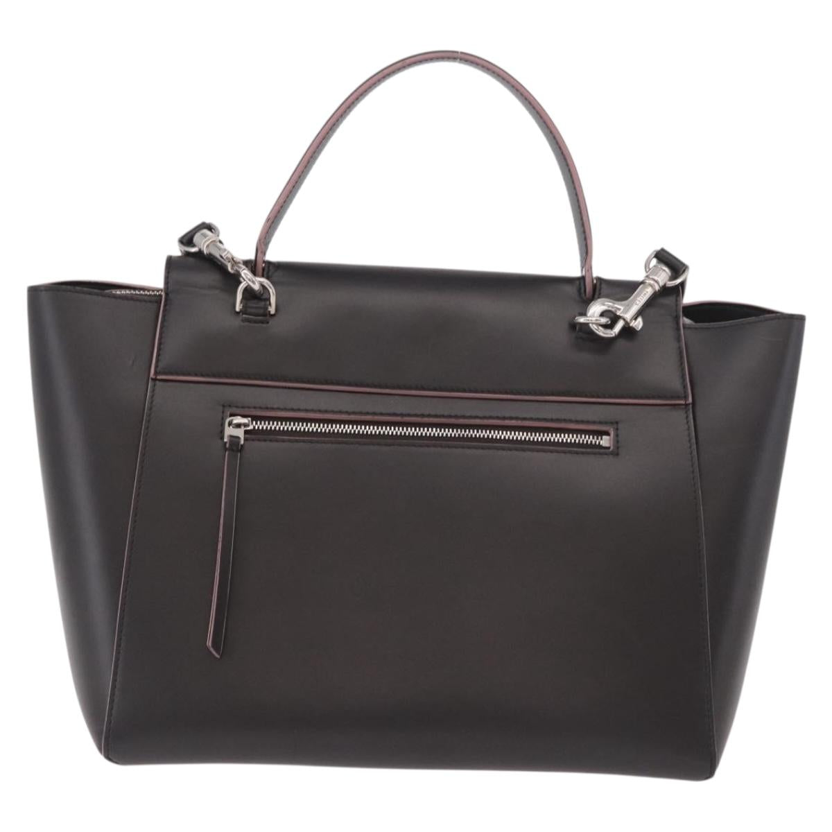 CELINE Belt bag Hand Bag Leather 2way Brown Silver Auth ka4875M