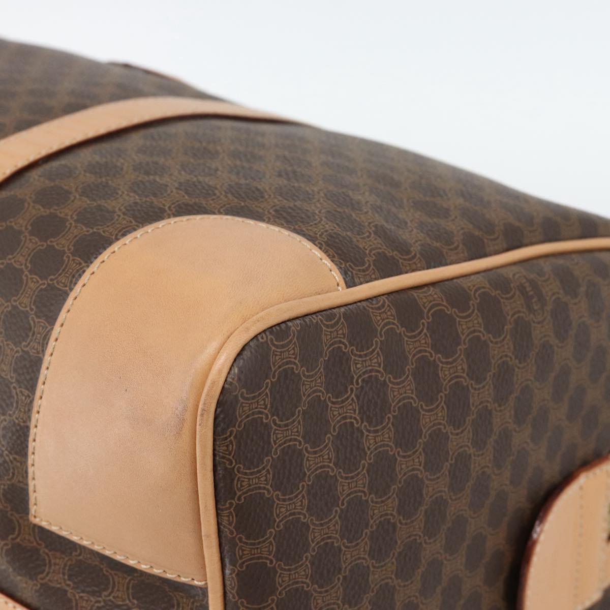 CELINE Macadam Canvas Boston Bag PVC Leather Brown Gold Auth ka4876A