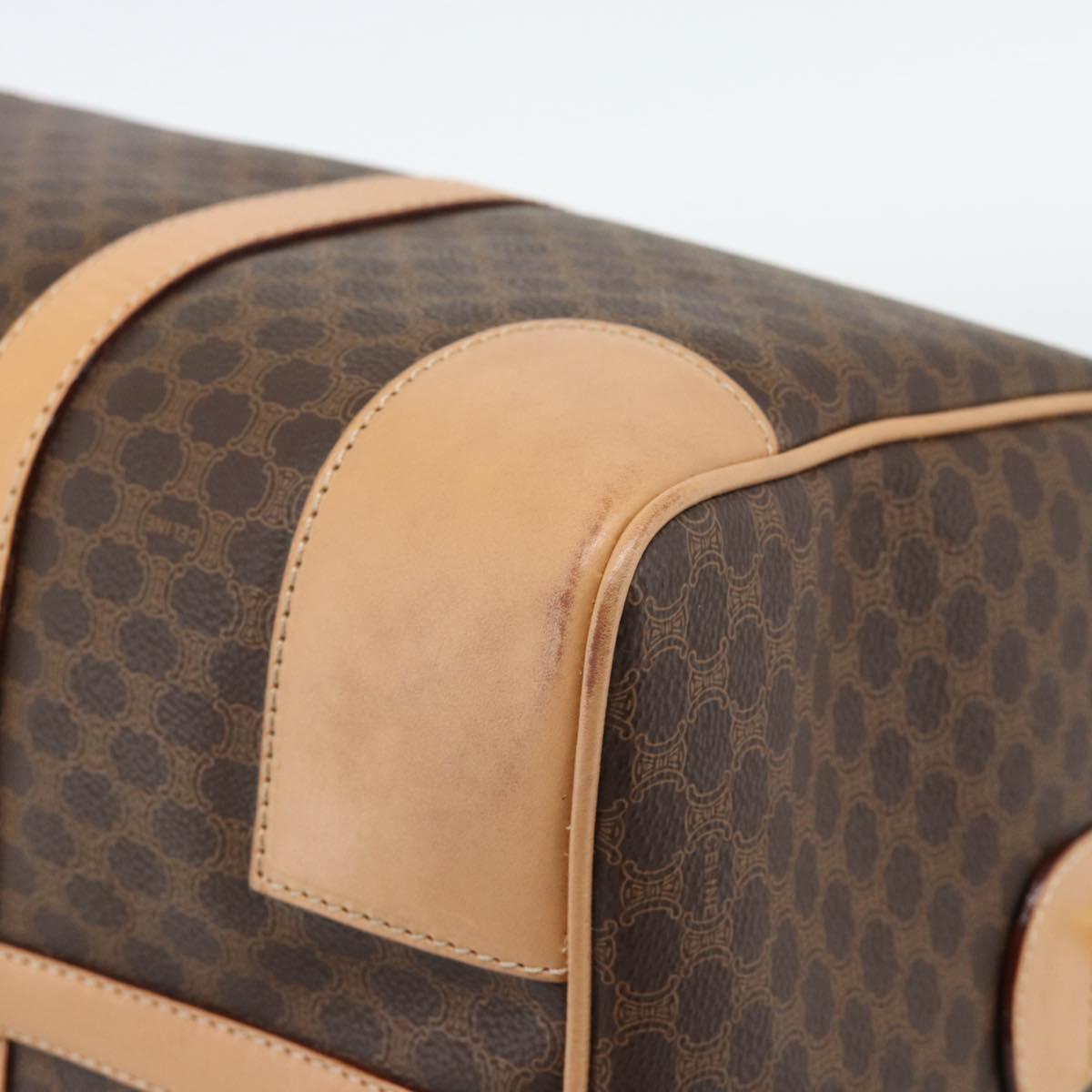 CELINE Macadam Canvas Boston Bag PVC Leather Brown Gold Auth ka4876A
