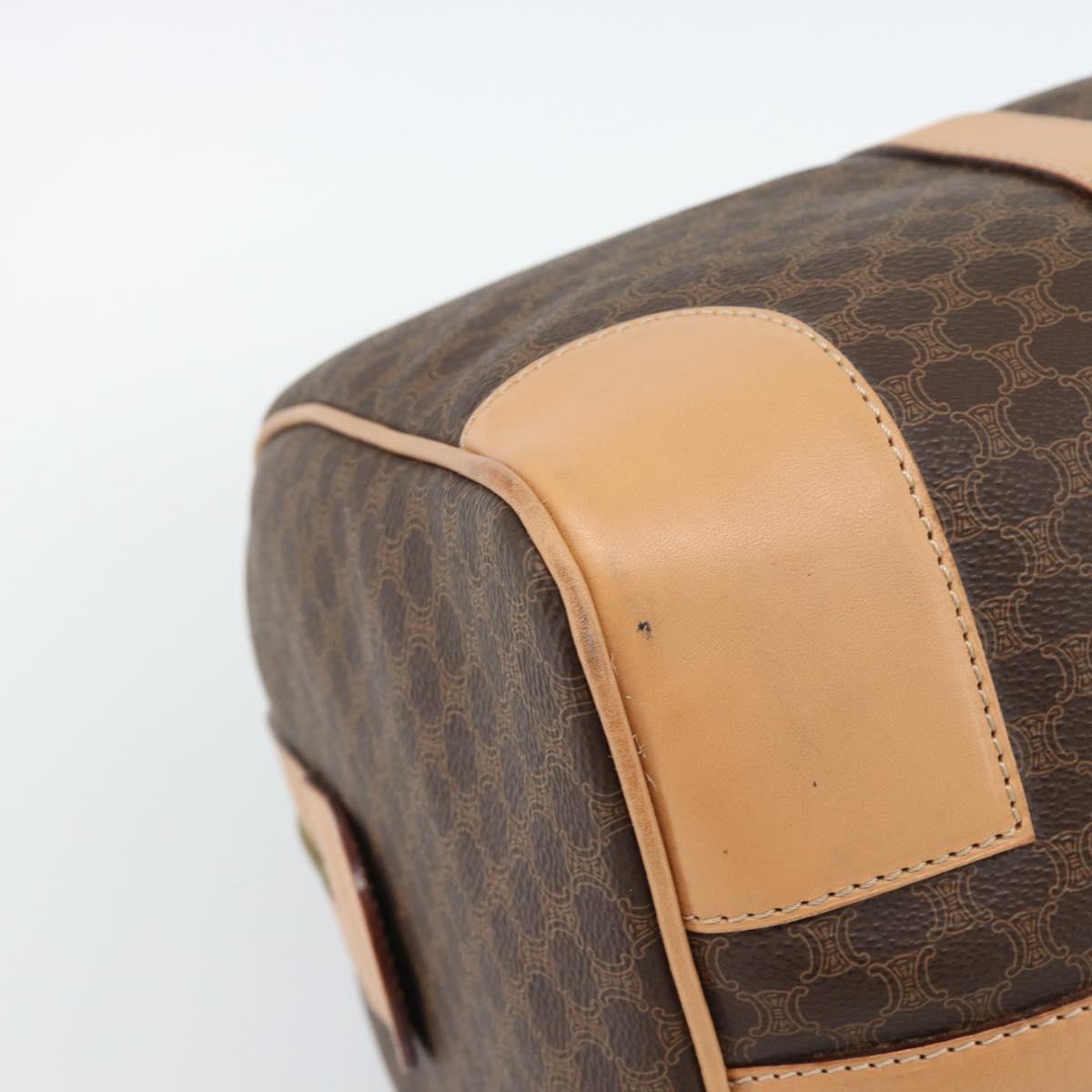 CELINE Macadam Canvas Boston Bag PVC Leather Brown Gold Auth ka4876A