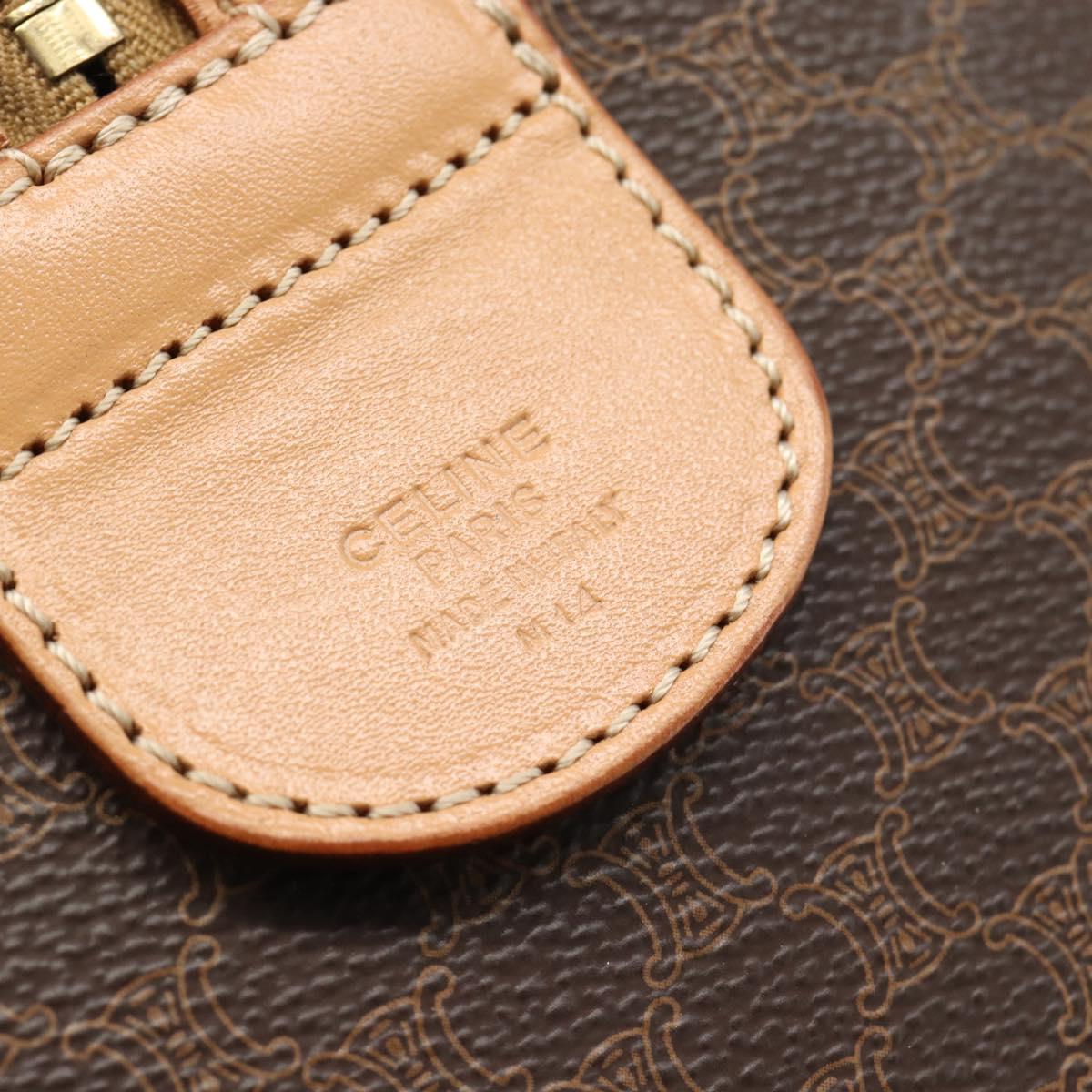 CELINE Macadam Canvas Boston Bag PVC Leather Brown Gold Auth ka4876A