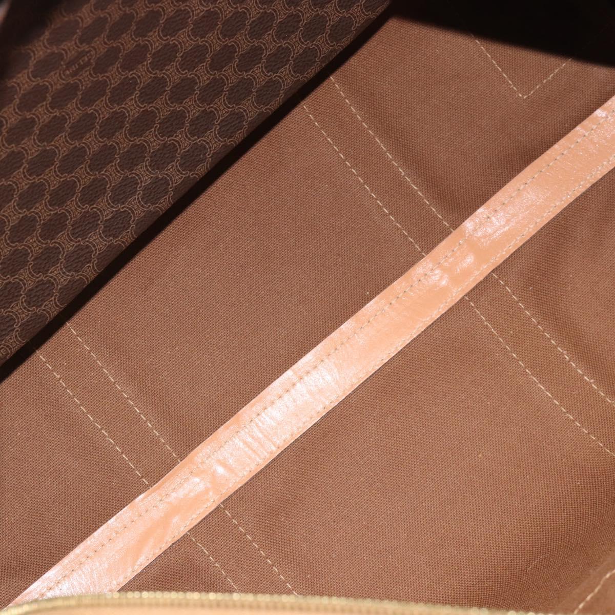 CELINE Macadam Canvas Boston Bag PVC Leather Brown Gold Auth ka4876A