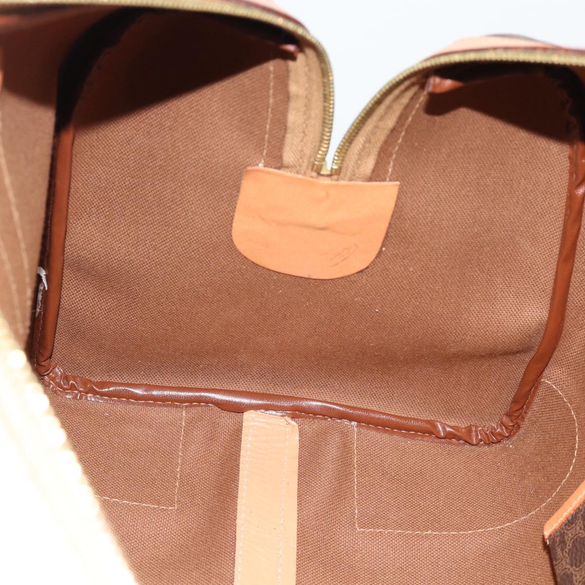 CELINE Macadam Canvas Boston Bag PVC Leather Brown Gold Auth ka4876A