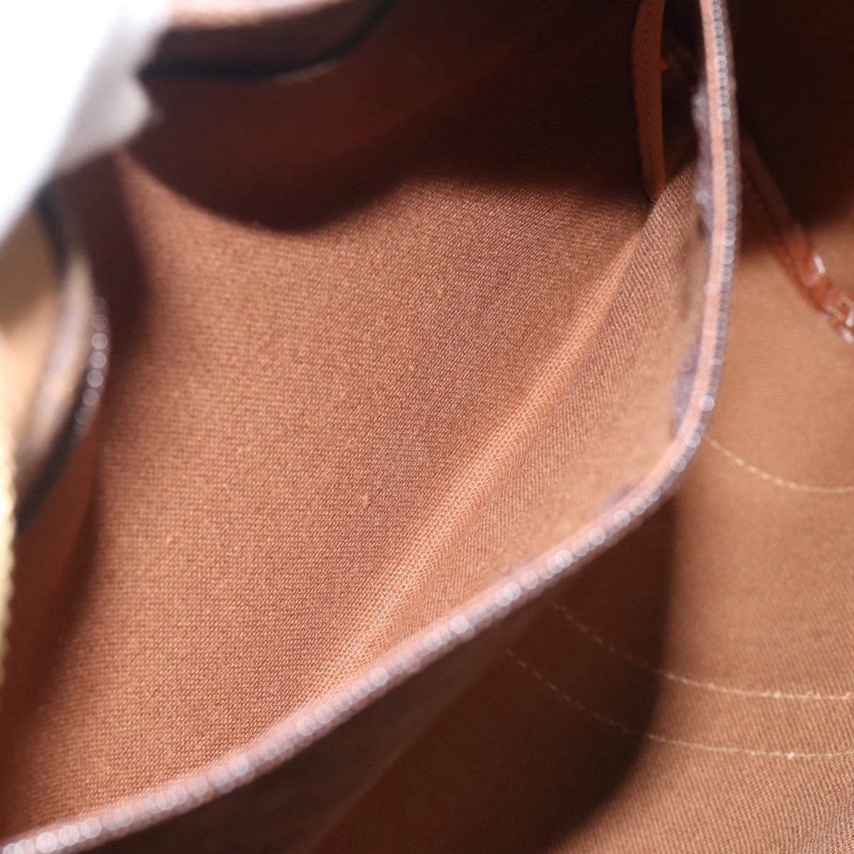CELINE Macadam Canvas Boston Bag PVC Leather Brown Gold Auth ka4876A