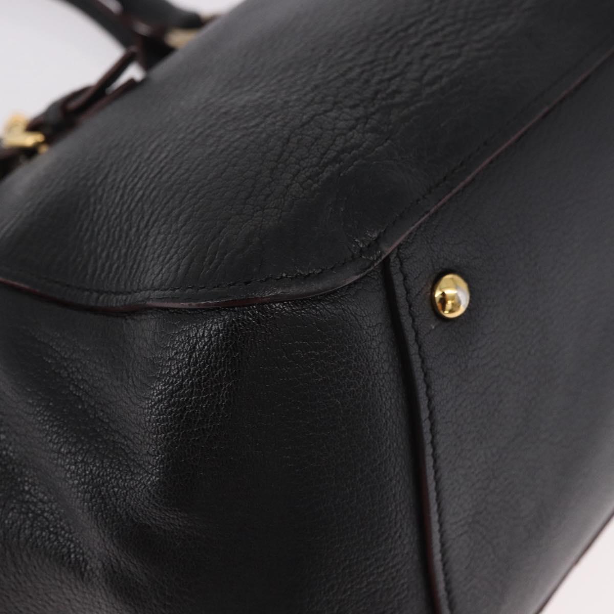 Miu Miu Hand Bag Leather 2way Black Gold Auth ka4877V