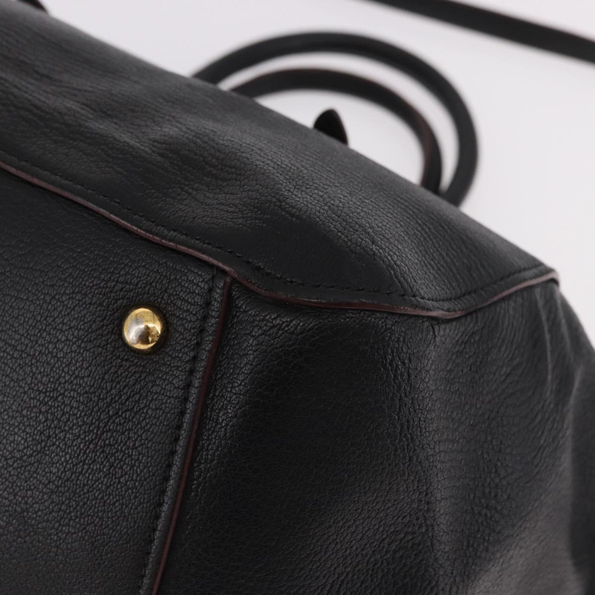 Miu Miu Hand Bag Leather 2way Black Gold Auth ka4877V