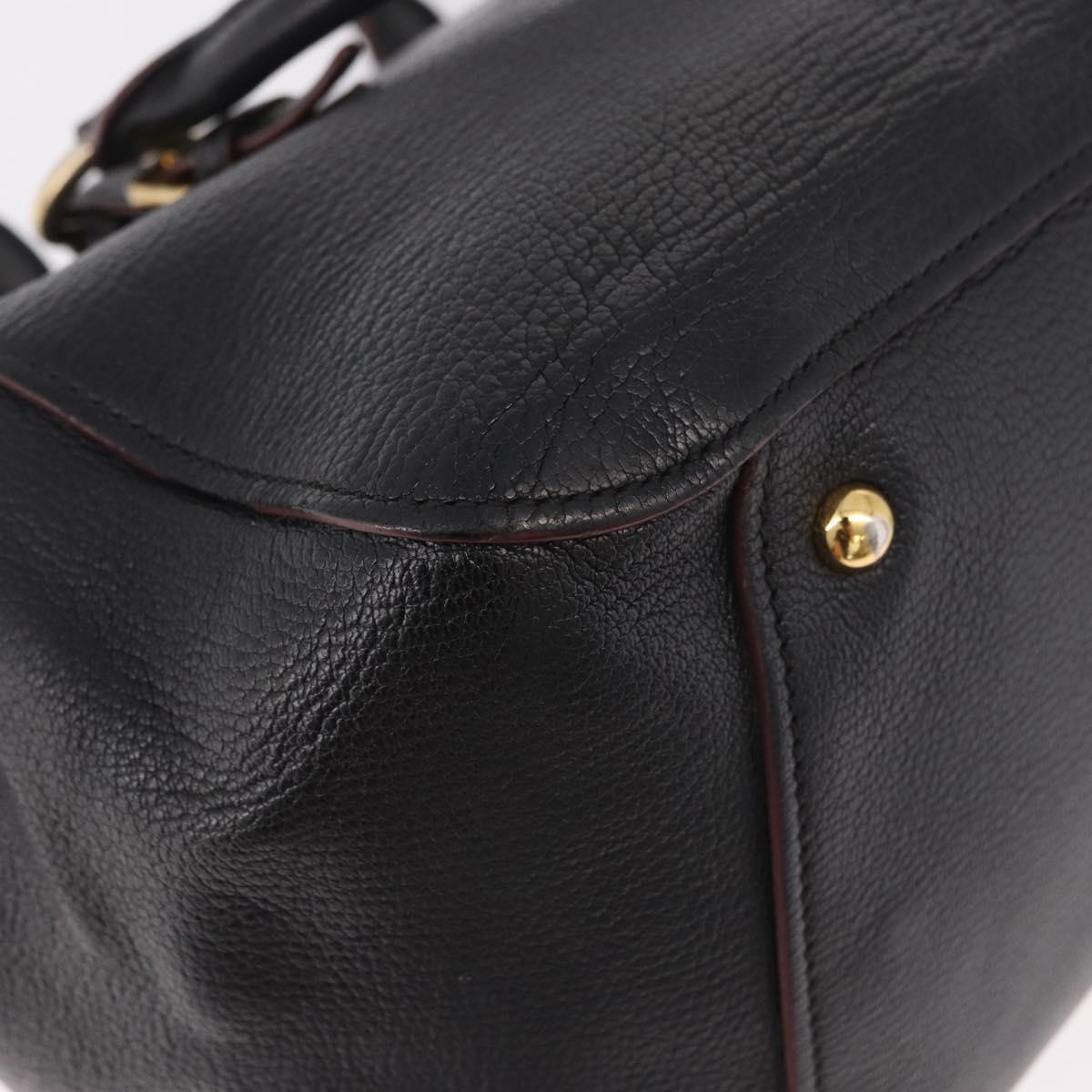 Miu Miu Hand Bag Leather 2way Black Gold Auth ka4877V