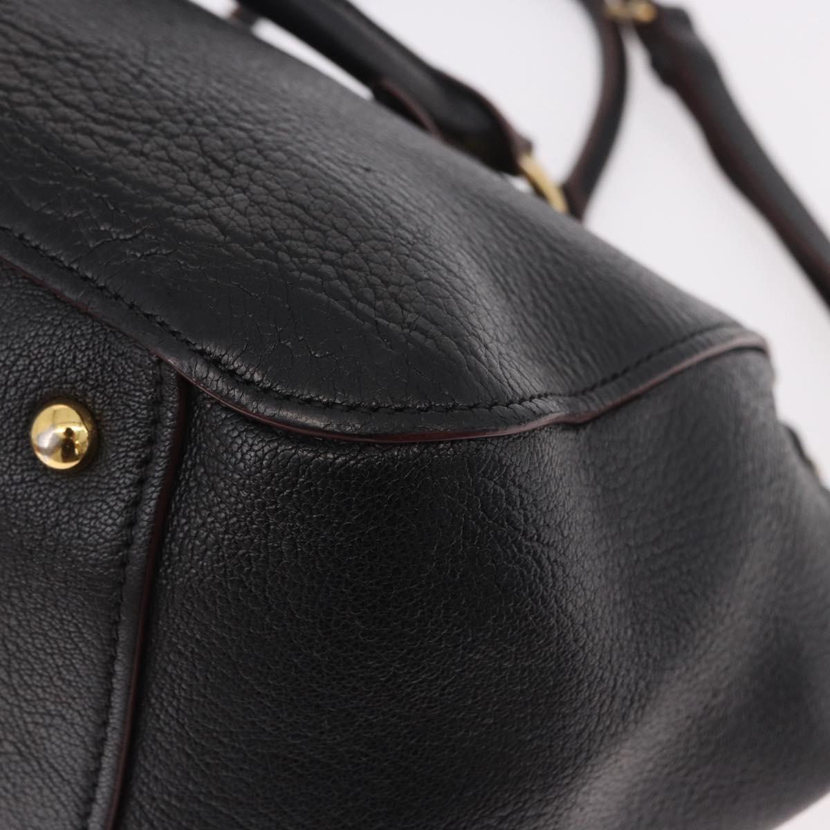 Miu Miu Hand Bag Leather 2way Black Gold Auth ka4877V