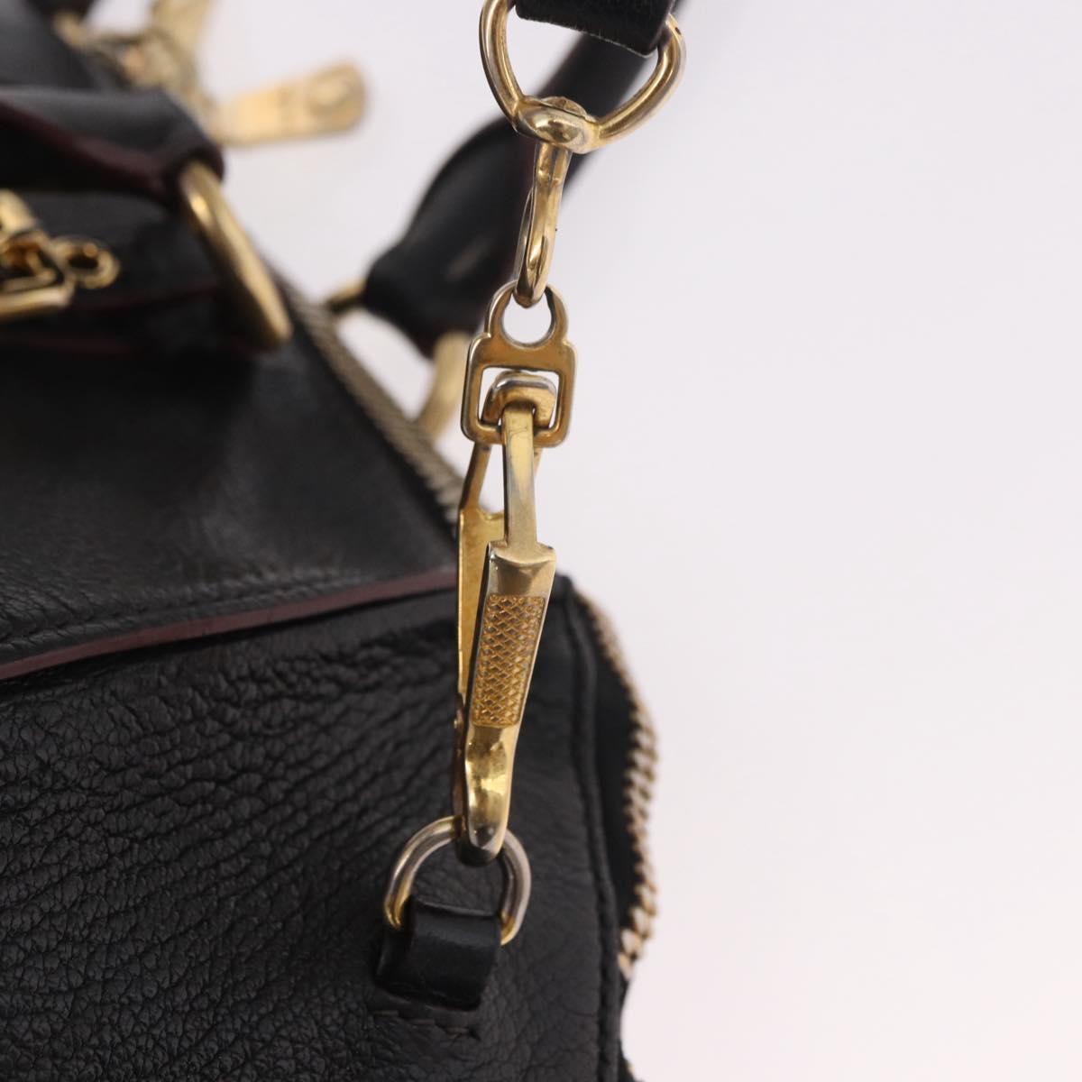 Miu Miu Hand Bag Leather 2way Black Gold Auth ka4877V