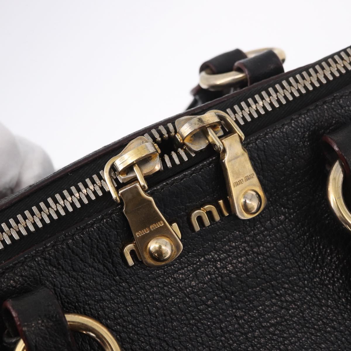 Miu Miu Hand Bag Leather 2way Black Gold Auth ka4877V