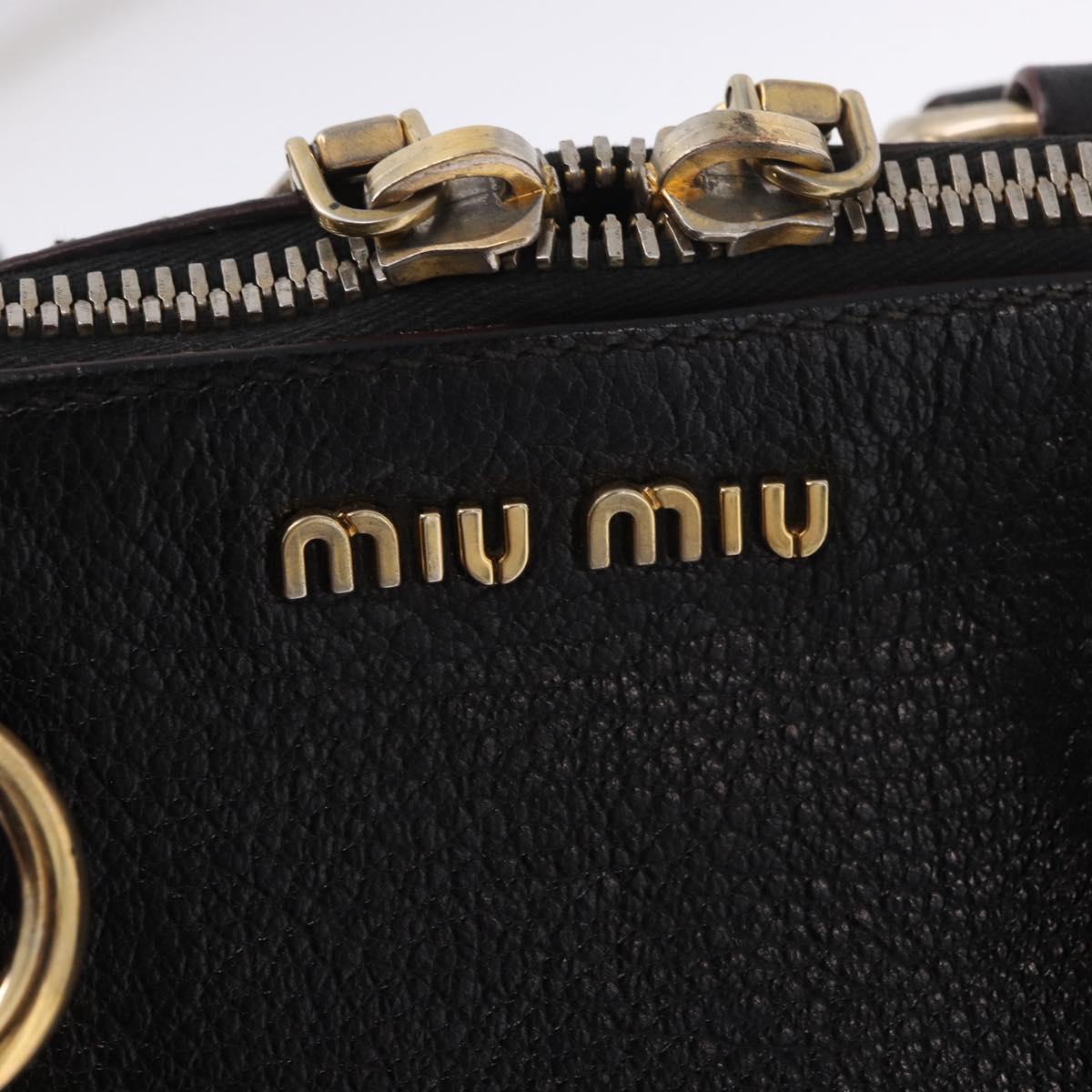Miu Miu Hand Bag Leather 2way Black Gold Auth ka4877V