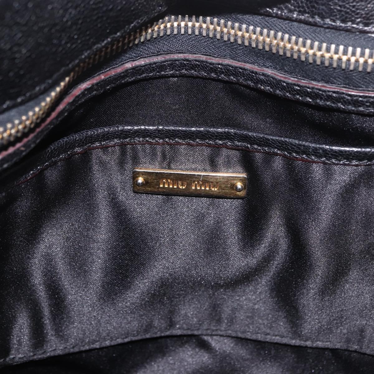 Miu Miu Hand Bag Leather 2way Black Gold Auth ka4877V