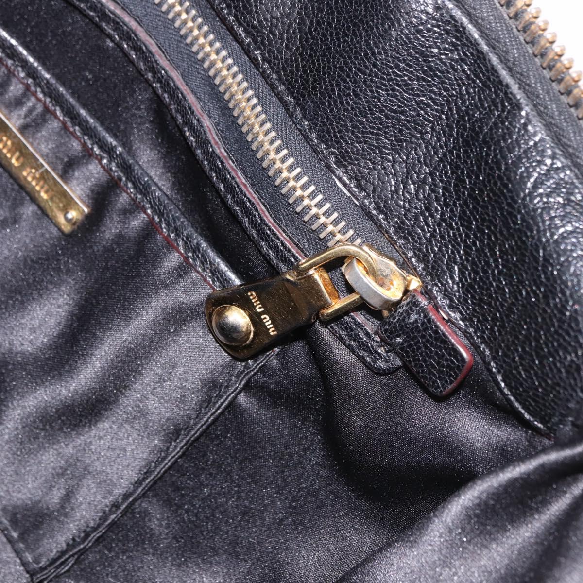 Miu Miu Hand Bag Leather 2way Black Gold Auth ka4877V