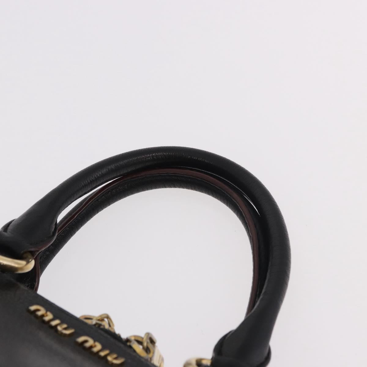 Miu Miu Hand Bag Leather 2way Black Gold Auth ka4877V