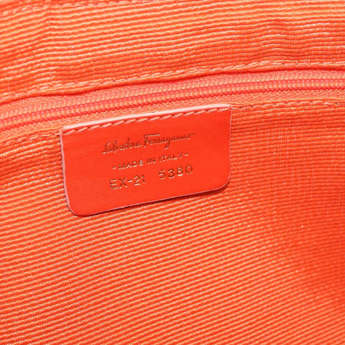 Salvatore Ferragamo Gancini Shoulder Bag Canvas Orange Gold Auth ka4878A