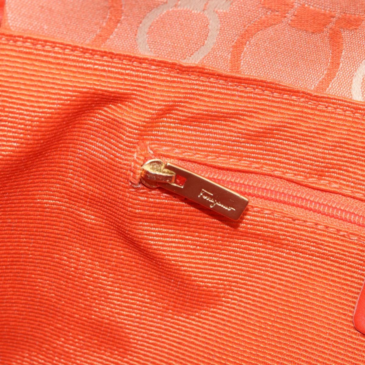 Salvatore Ferragamo Gancini Shoulder Bag Canvas Orange Gold Auth ka4878A