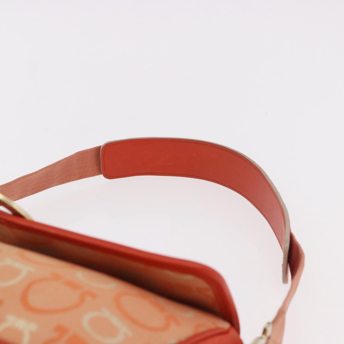 Salvatore Ferragamo Gancini Shoulder Bag Canvas Orange Gold Auth ka4878A