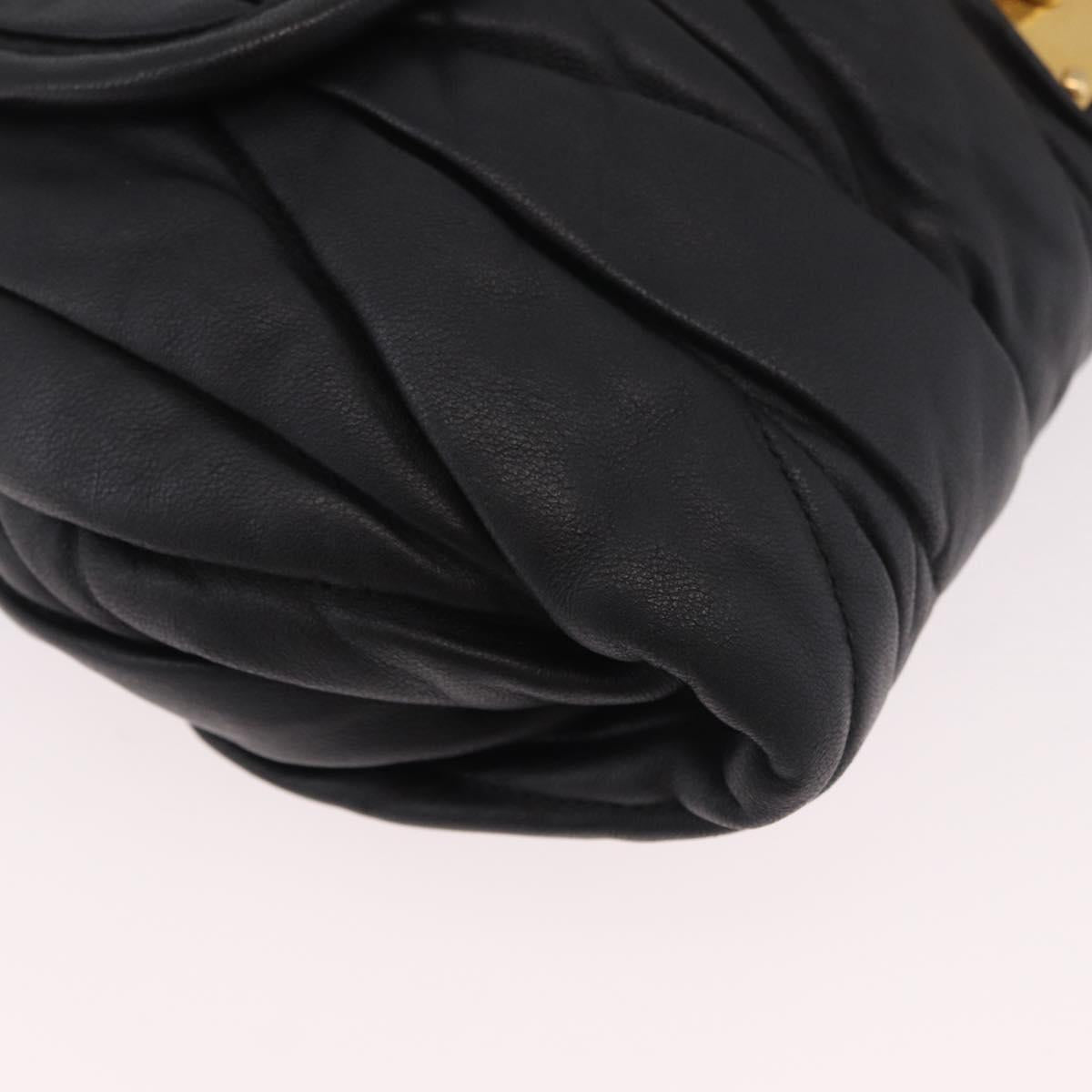 Miu Miu Matelasse Chain Shoulder Bag Leather Black Gold Auth ka4879V