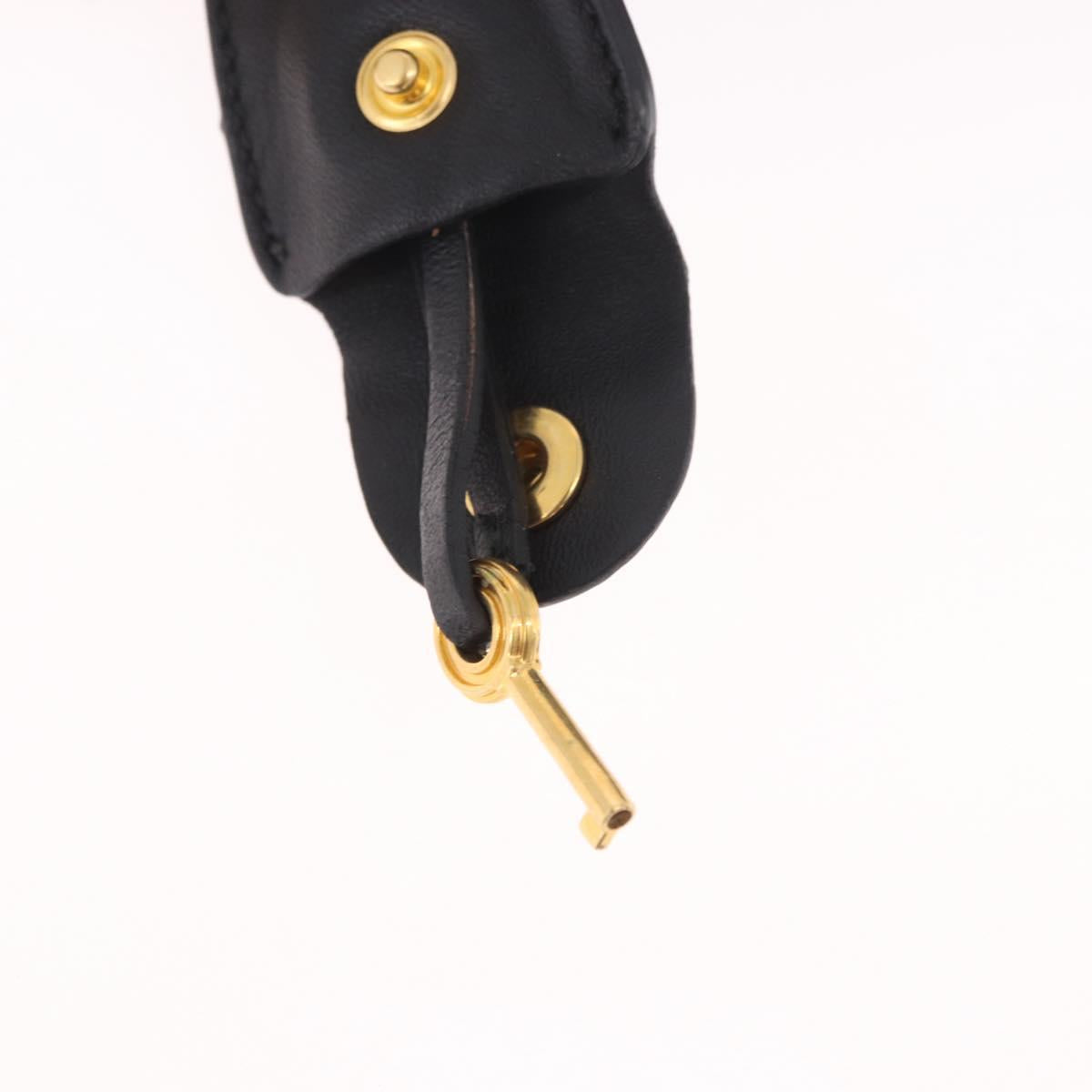 Miu Miu Matelasse Chain Shoulder Bag Leather Black Gold Auth ka4879V