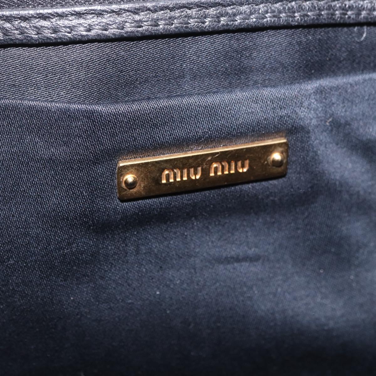 Miu Miu Matelasse Chain Shoulder Bag Leather Black Gold Auth ka4879V