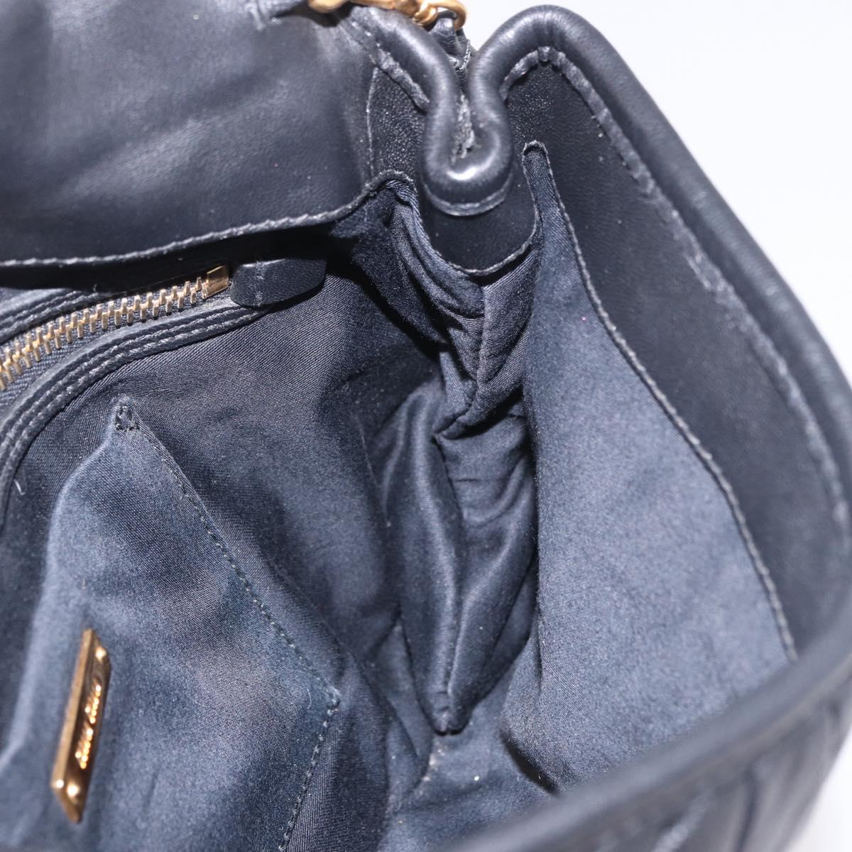 Miu Miu Matelasse Chain Shoulder Bag Leather Black Gold Auth ka4879V