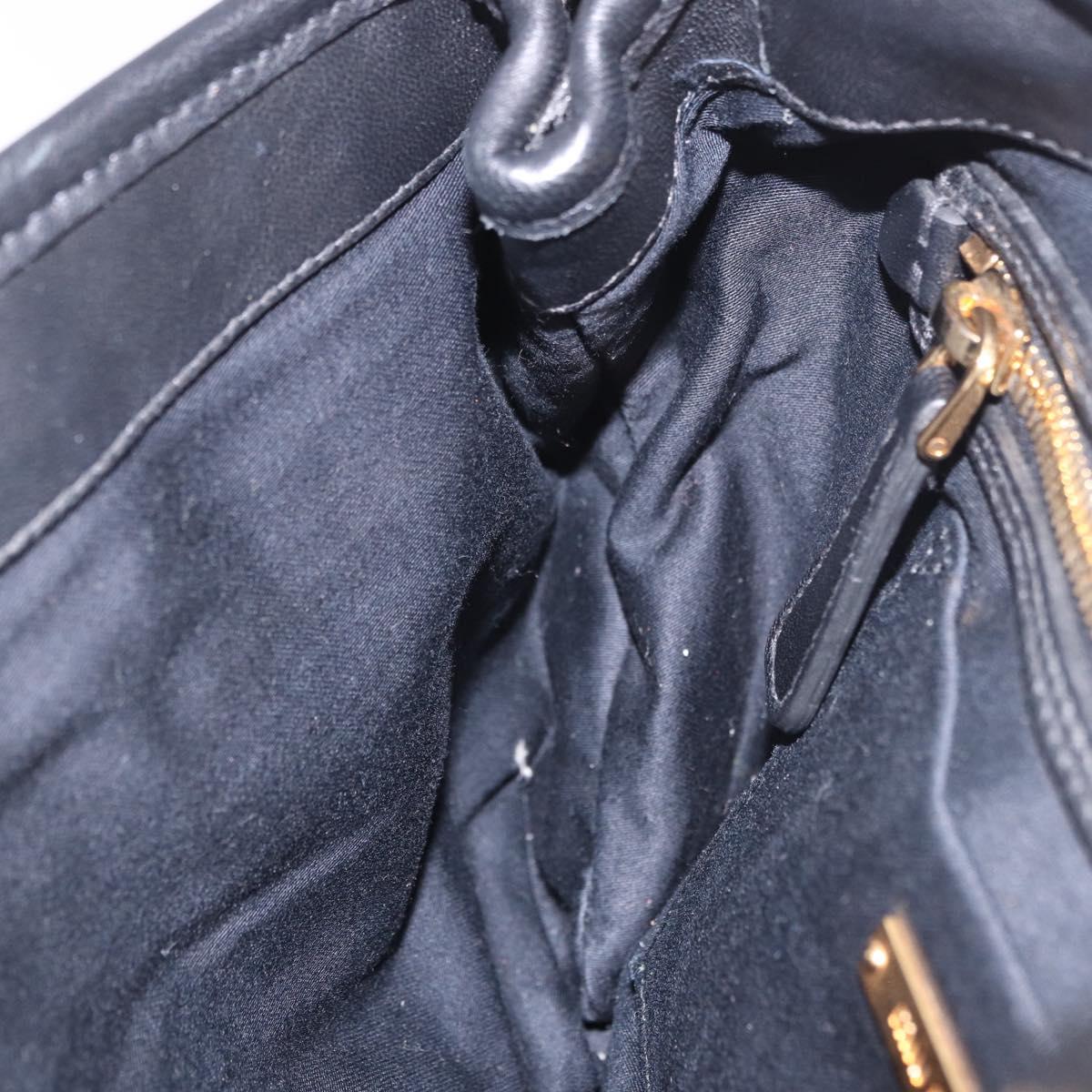 Miu Miu Matelasse Chain Shoulder Bag Leather Black Gold Auth ka4879V
