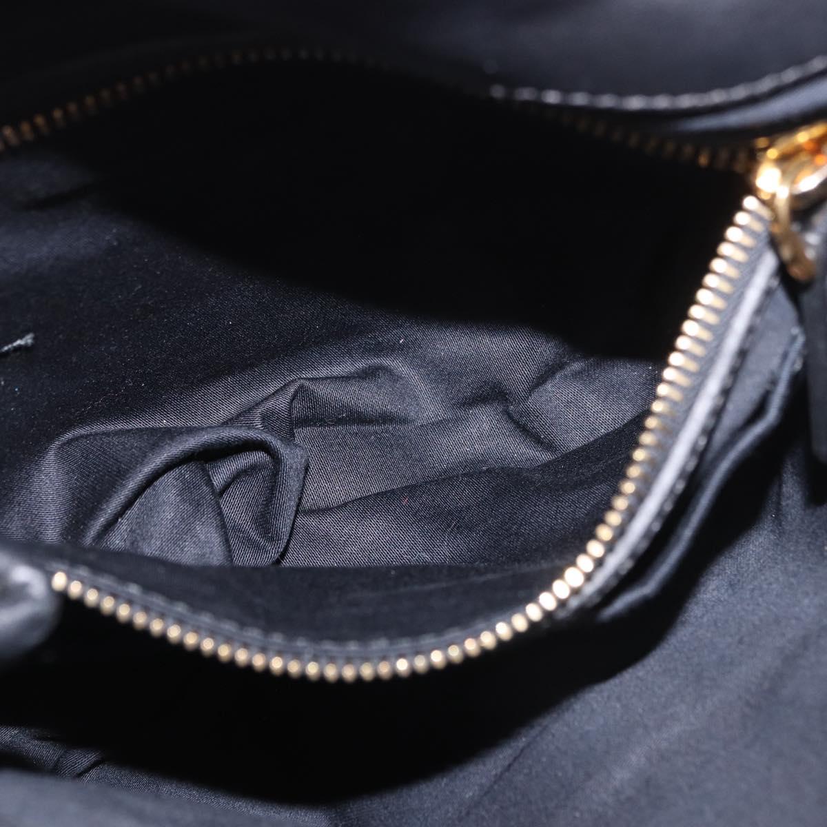 Miu Miu Matelasse Chain Shoulder Bag Leather Black Gold Auth ka4879V