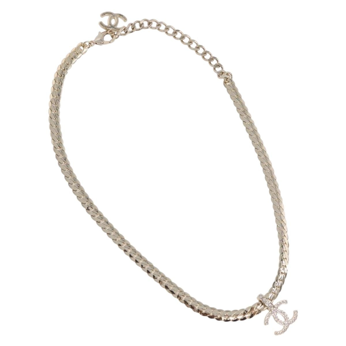 CHANEL Necklace metal Gold Tone CC Auth ka4882SAM