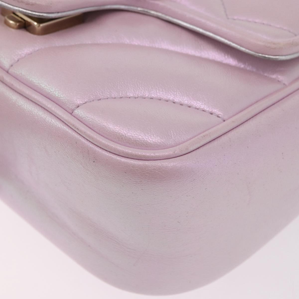 GUCCI GG Marmont Chain Shoulder Bag Leather Pink Gold 739682 Auth ka4883M