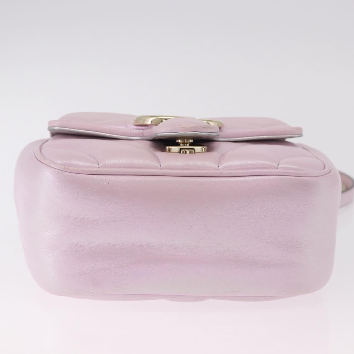 GUCCI GG Marmont Chain Shoulder Bag Leather Pink Gold 739682 Auth ka4883M