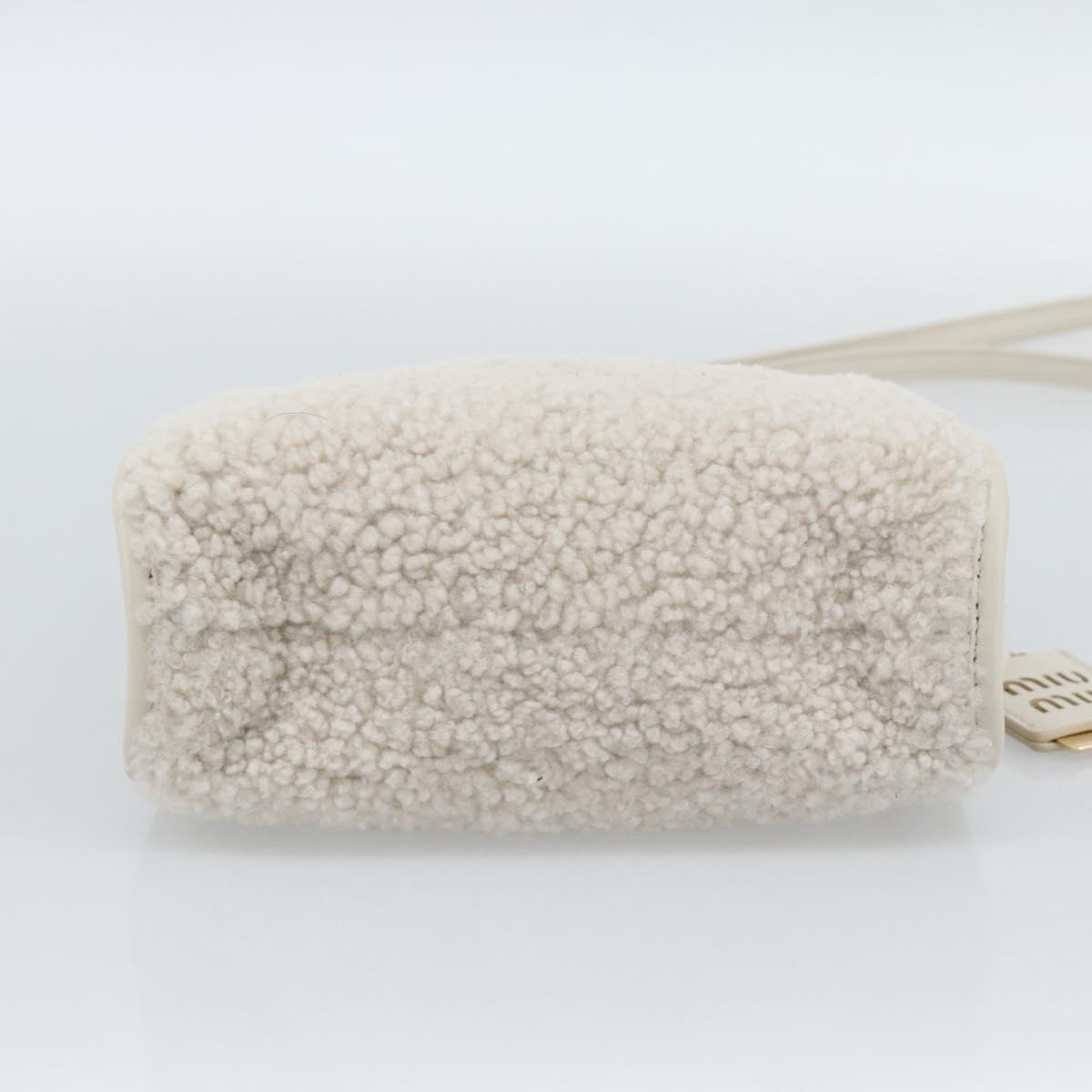 Miu Miu Hand Bag Shearing 2way White Gold Auth ka4884SAM